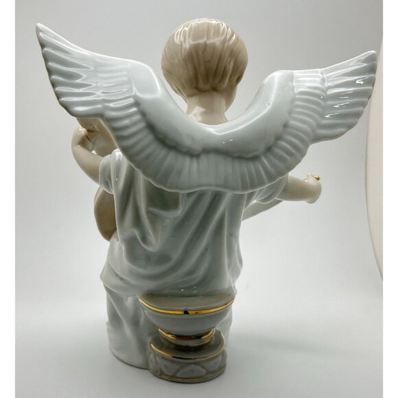 Vintage Porcelain Angel Figurine Playing Cello with Gold Trim Music Musician - Picture 3 of 9